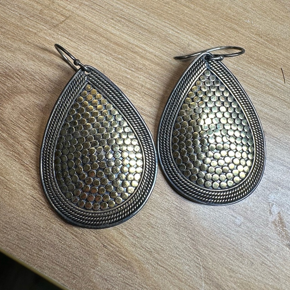 Anna Beck Gold and Sterling Silver Large Teardrop Earrings